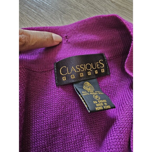 Classiques Entier Size M Womens Purple 100% Merino Wool Button Up Cardigan - Picture 2 of 7